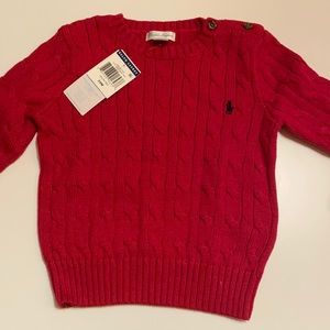 Ralph Lauren red toddler cable knit sweater